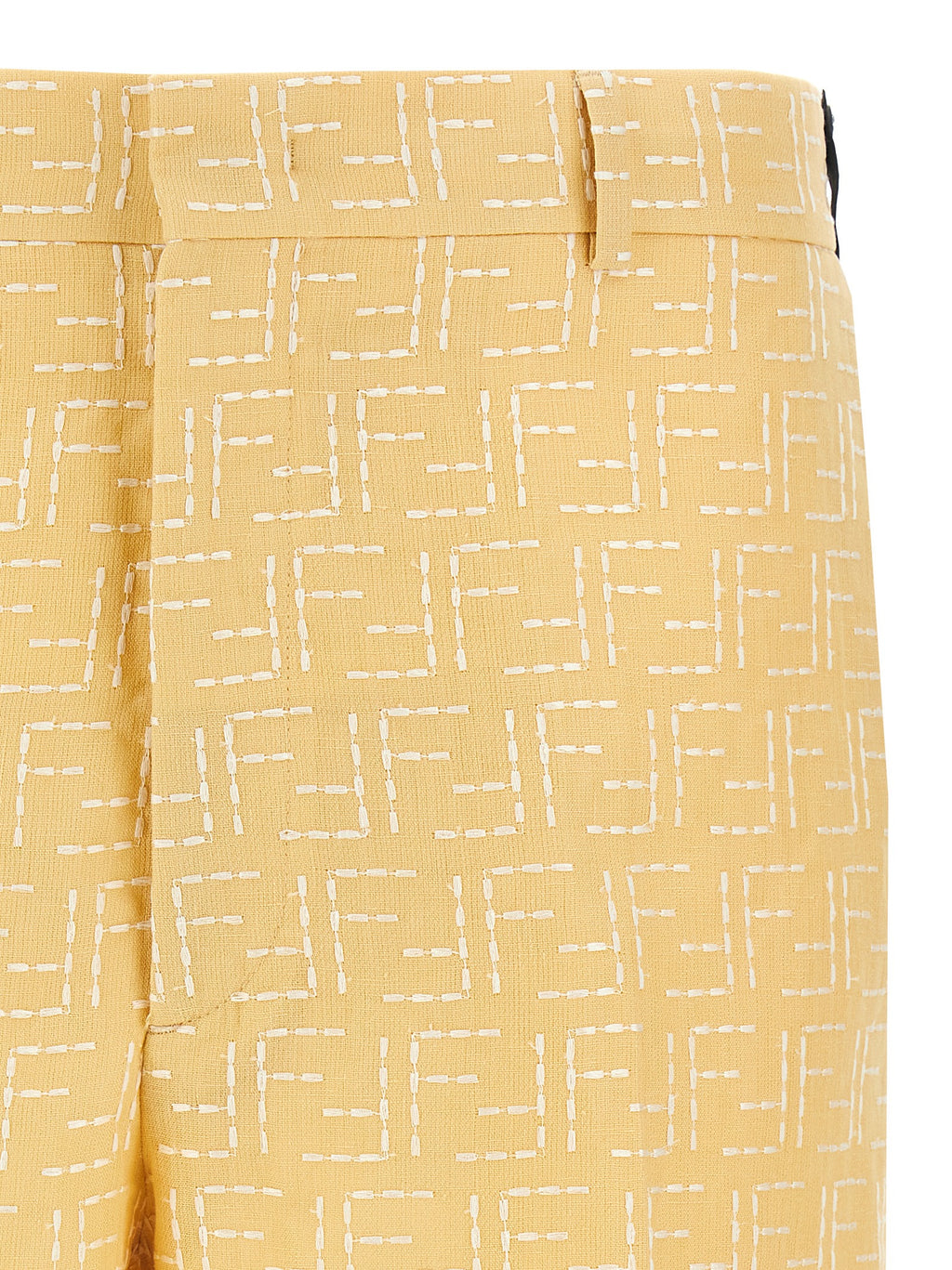 Bicolor Linen Bermuda Shorts