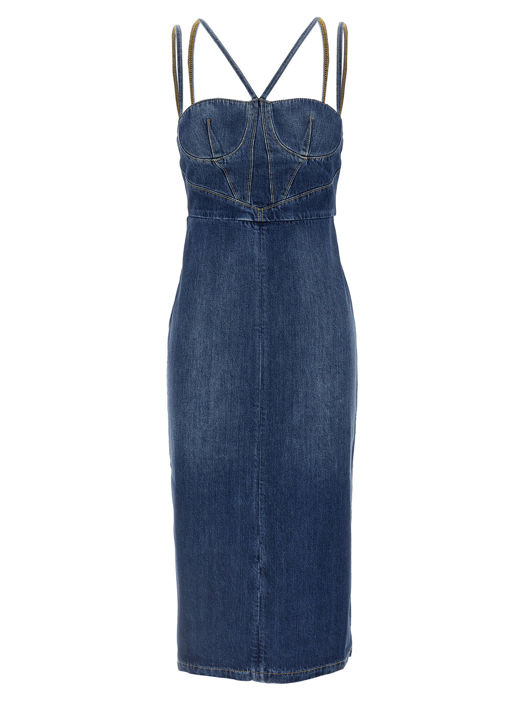 Blue Cotton Midi Dress