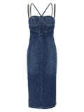 Blue Cotton Midi Dress