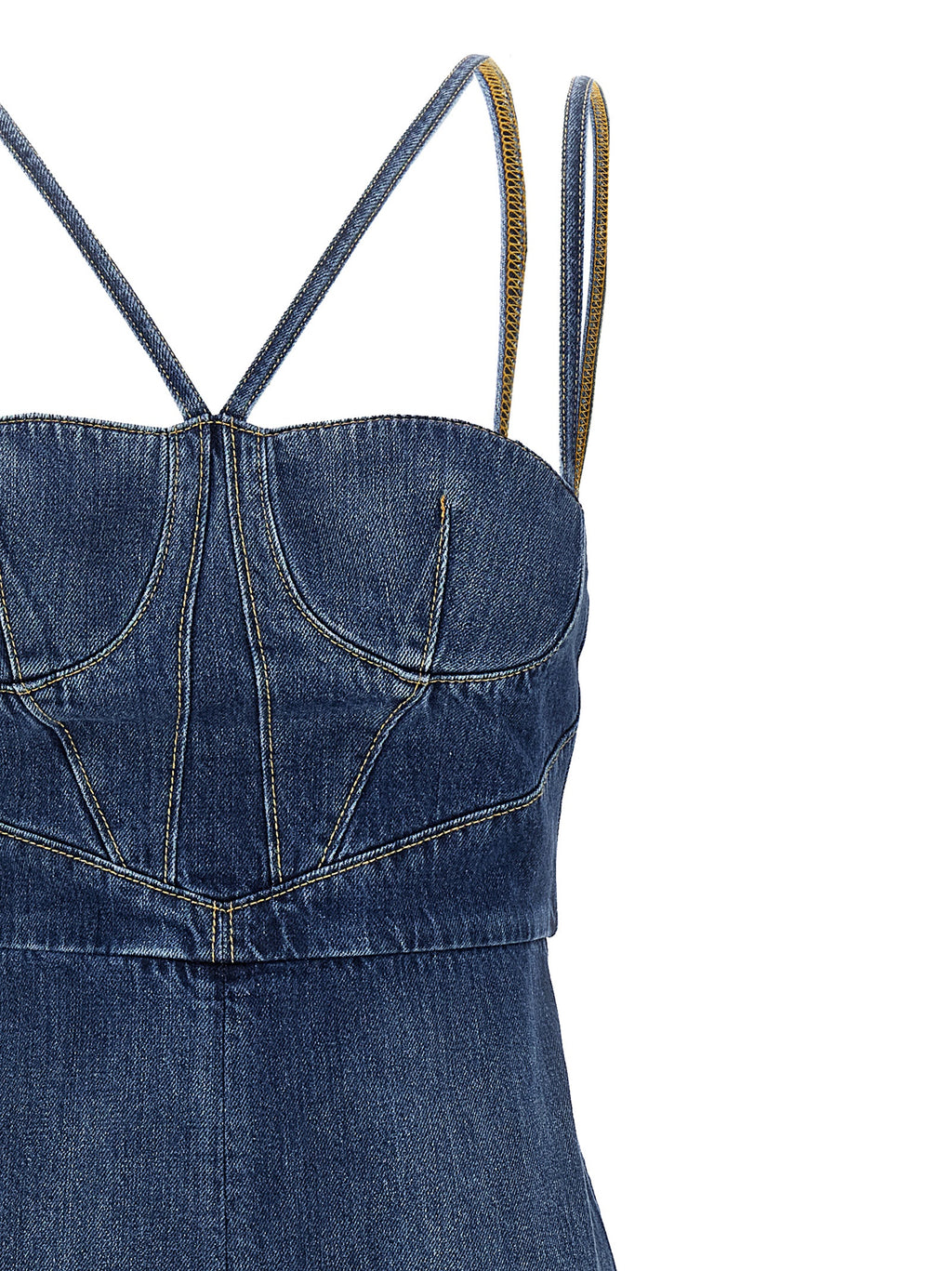 Blue Cotton Midi Dress