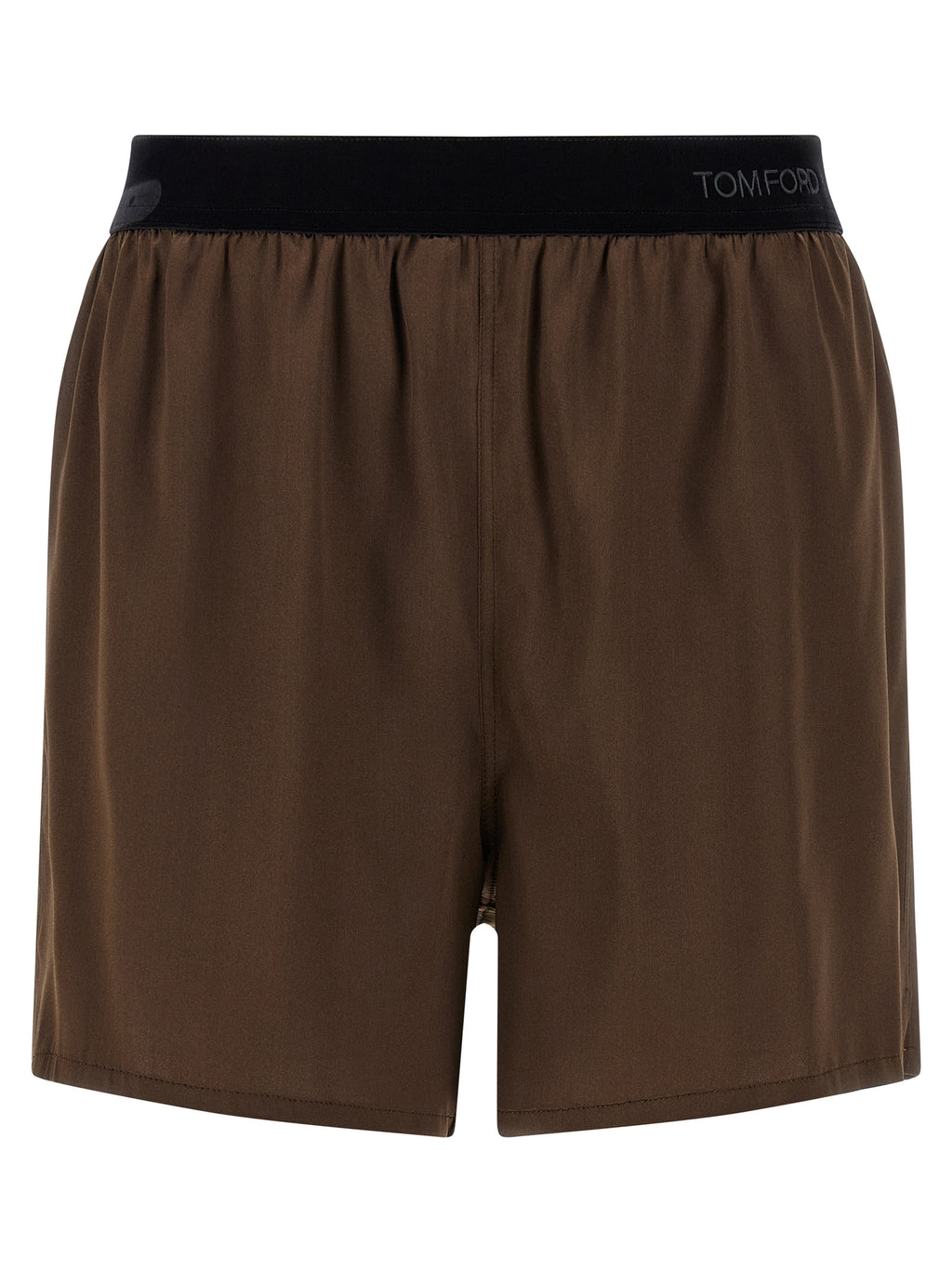 Brown Silk Bermuda Shorts
