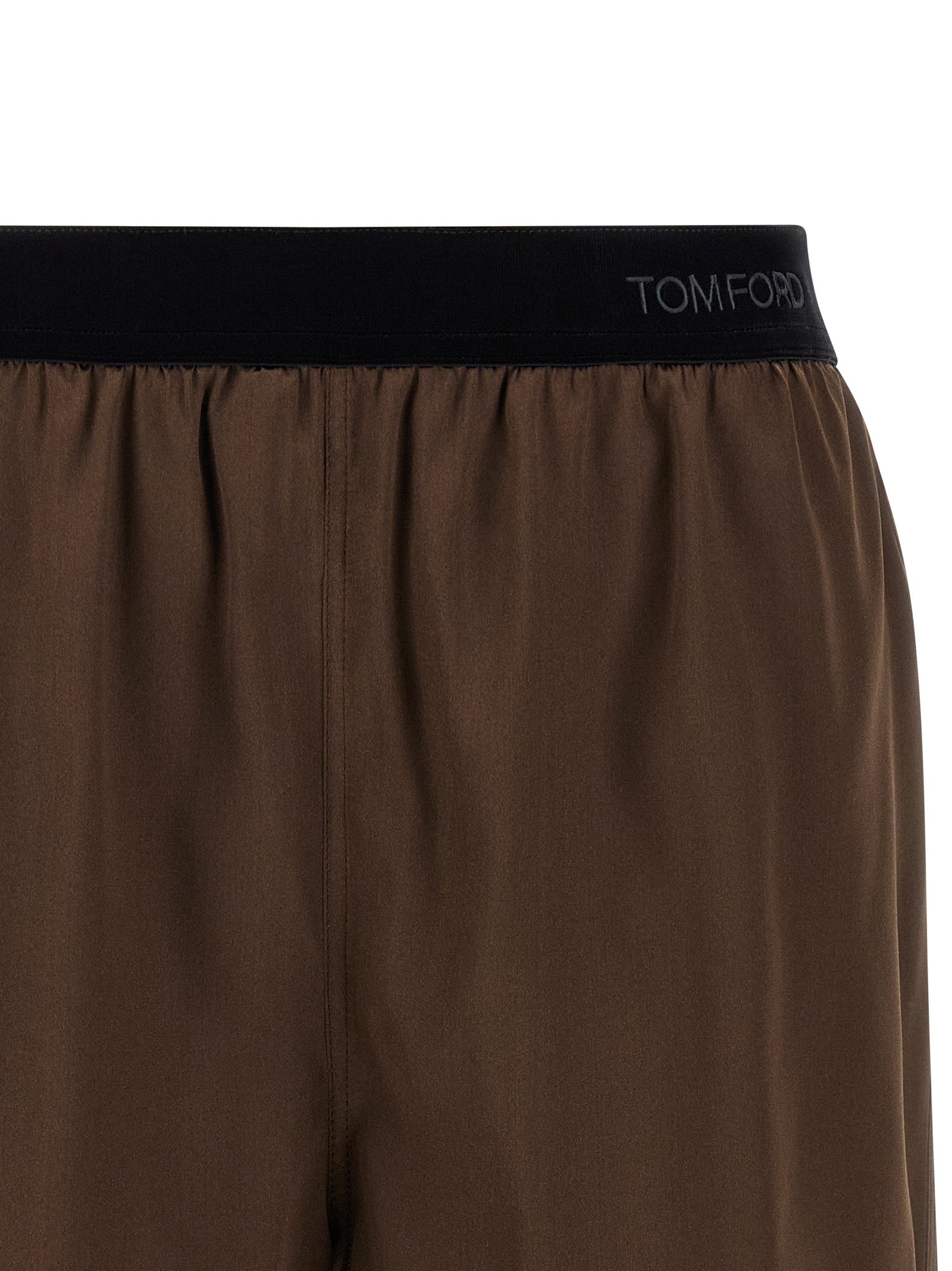 Brown Silk Bermuda Shorts