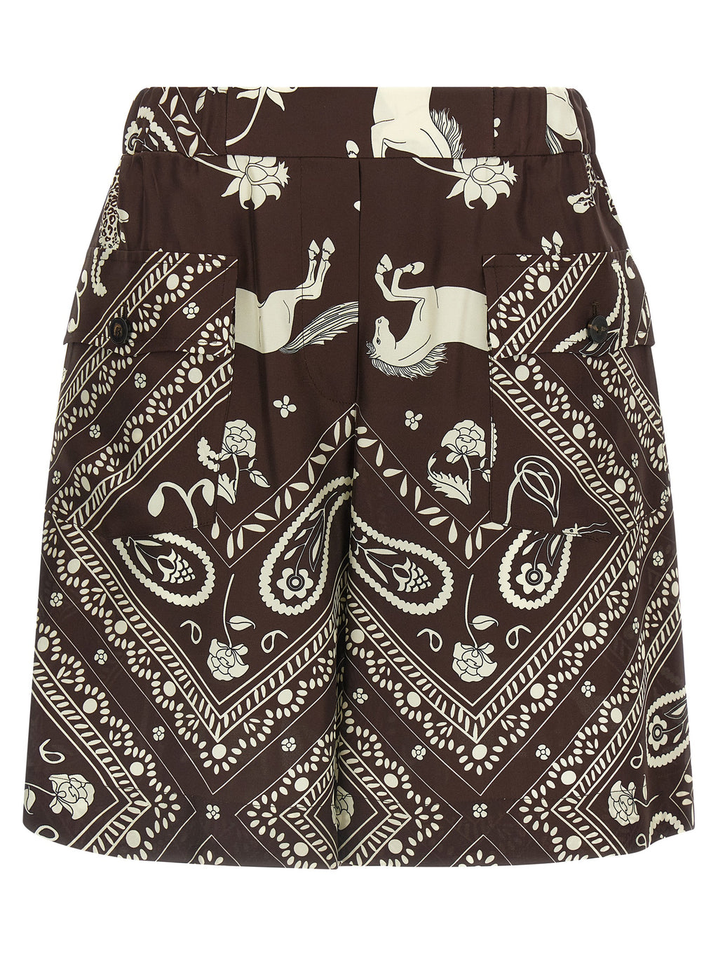 Brown Silk Bermuda Shorts