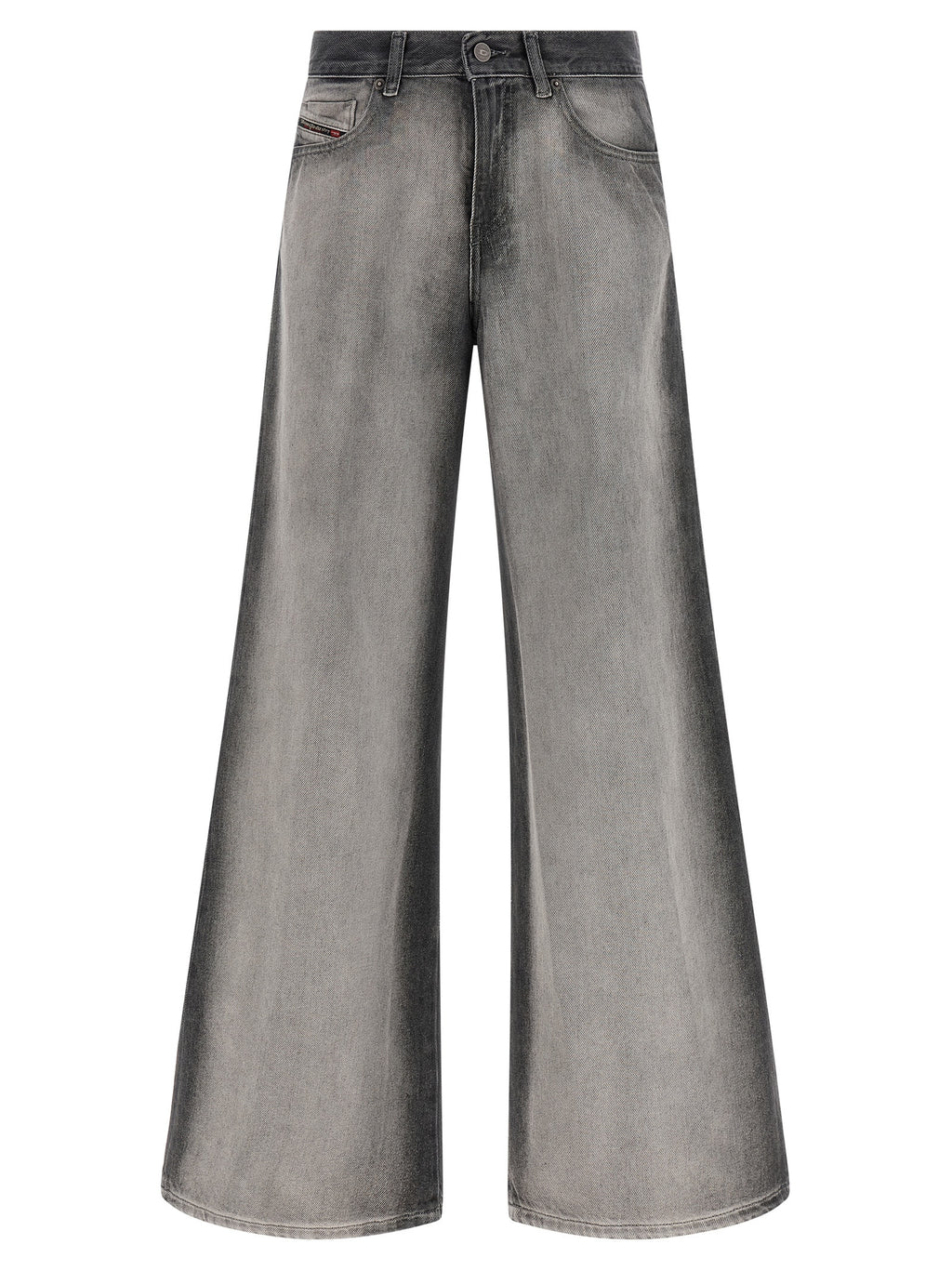 Gray Cotton Flared Jeans