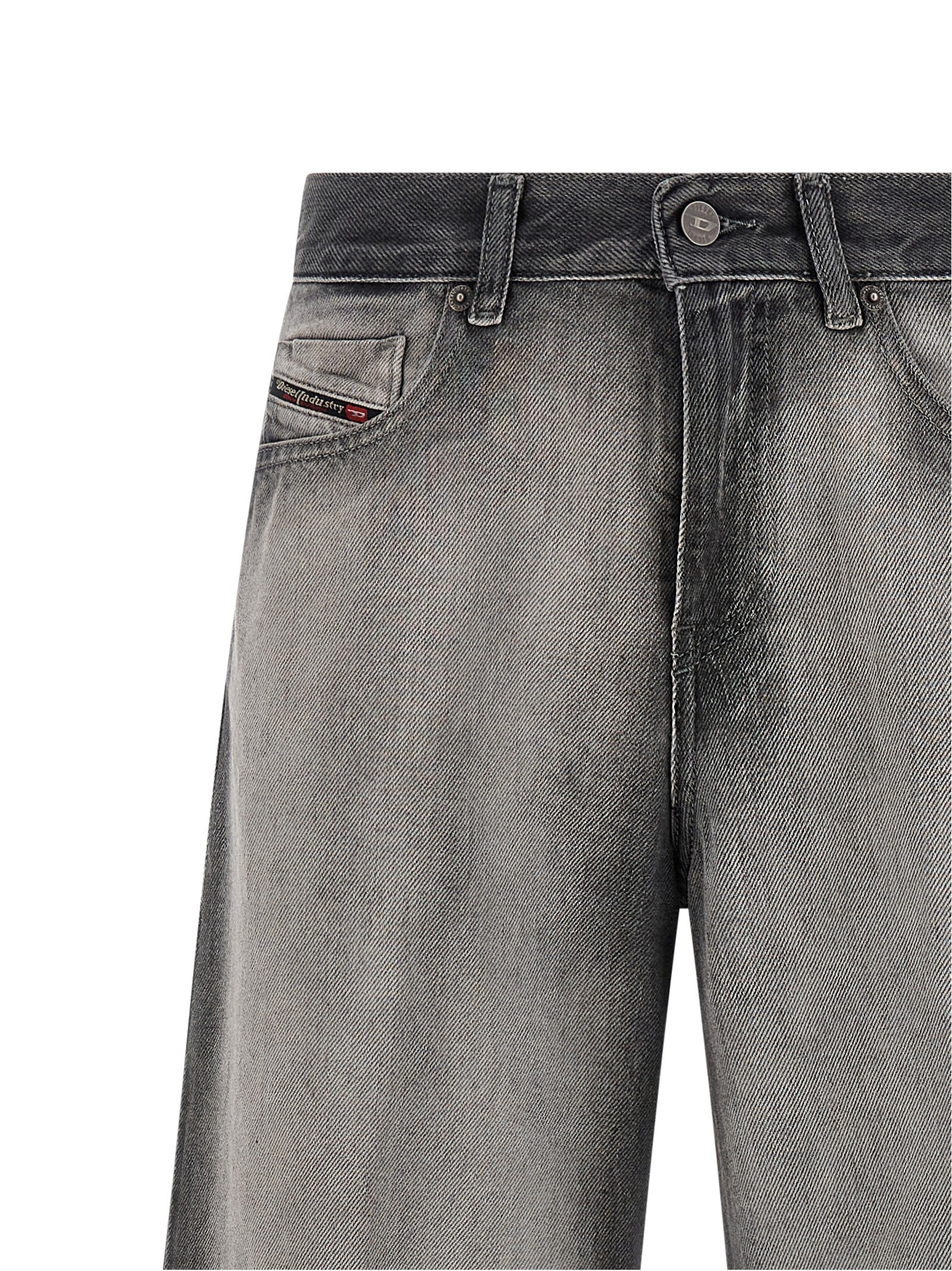 Gray Cotton Flared Jeans