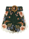 Bicolor Linen Bermuda Shorts