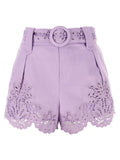 Purple Linen Bermuda Shorts