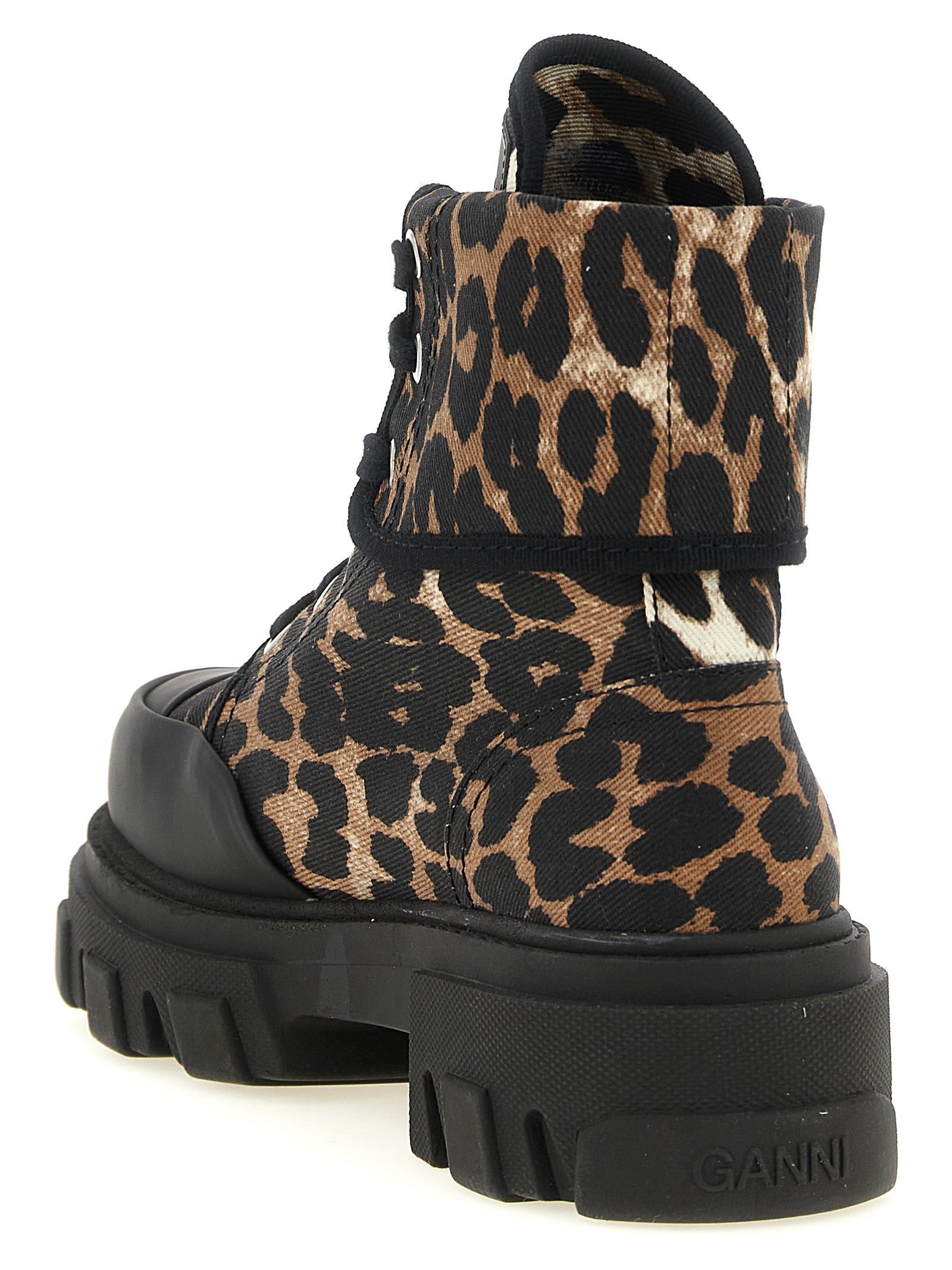 Multicolor Cotton Lace-Up Boots