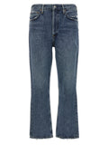 Blue Cotton Cropped Jeans