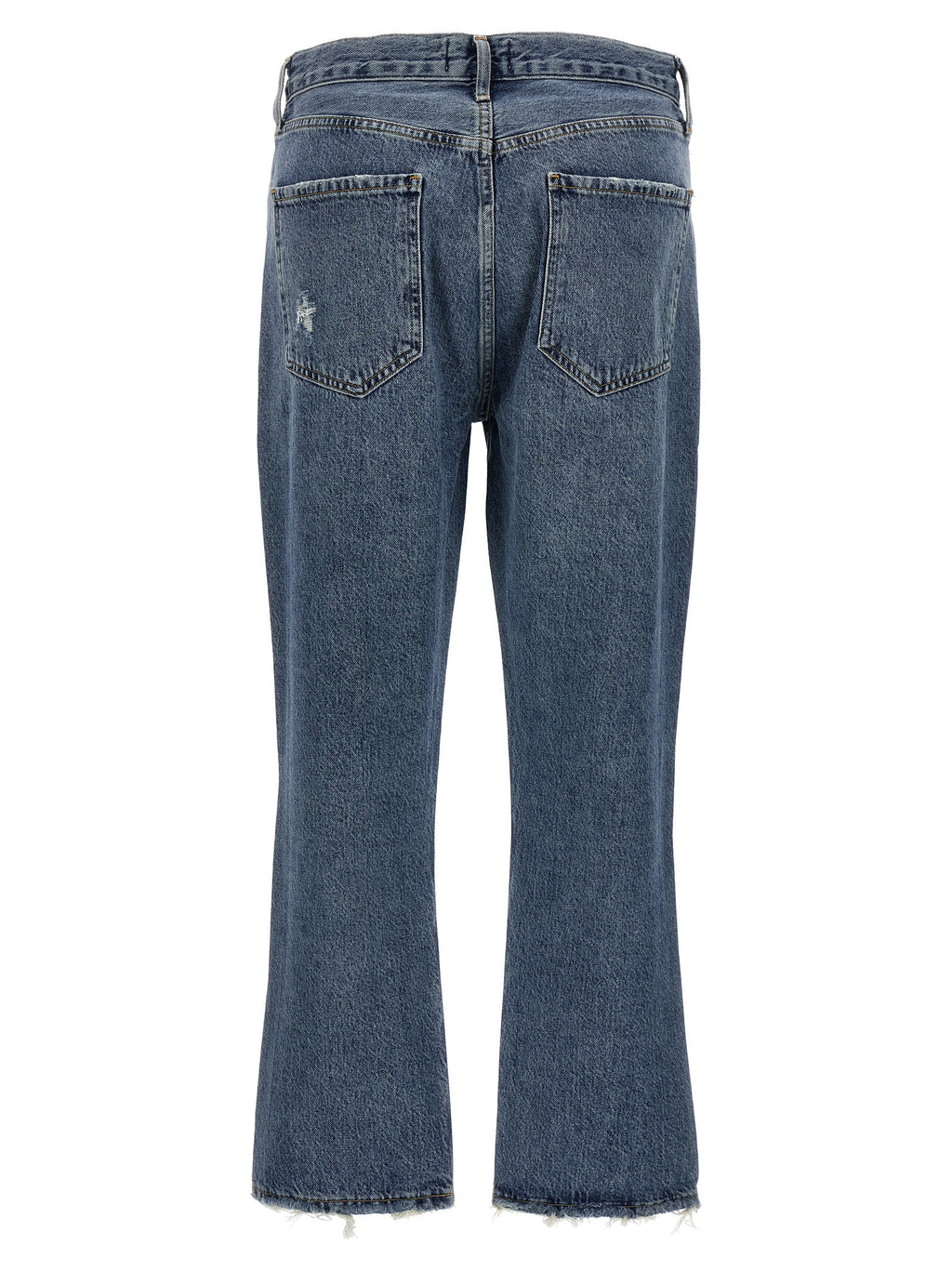 Blue Cotton Cropped Jeans
