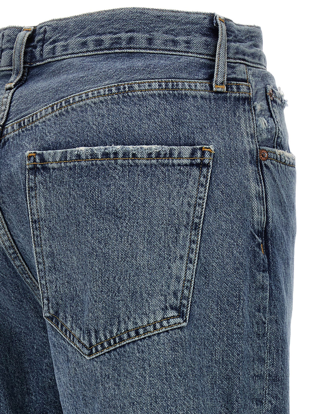 Blue Cotton Cropped Jeans