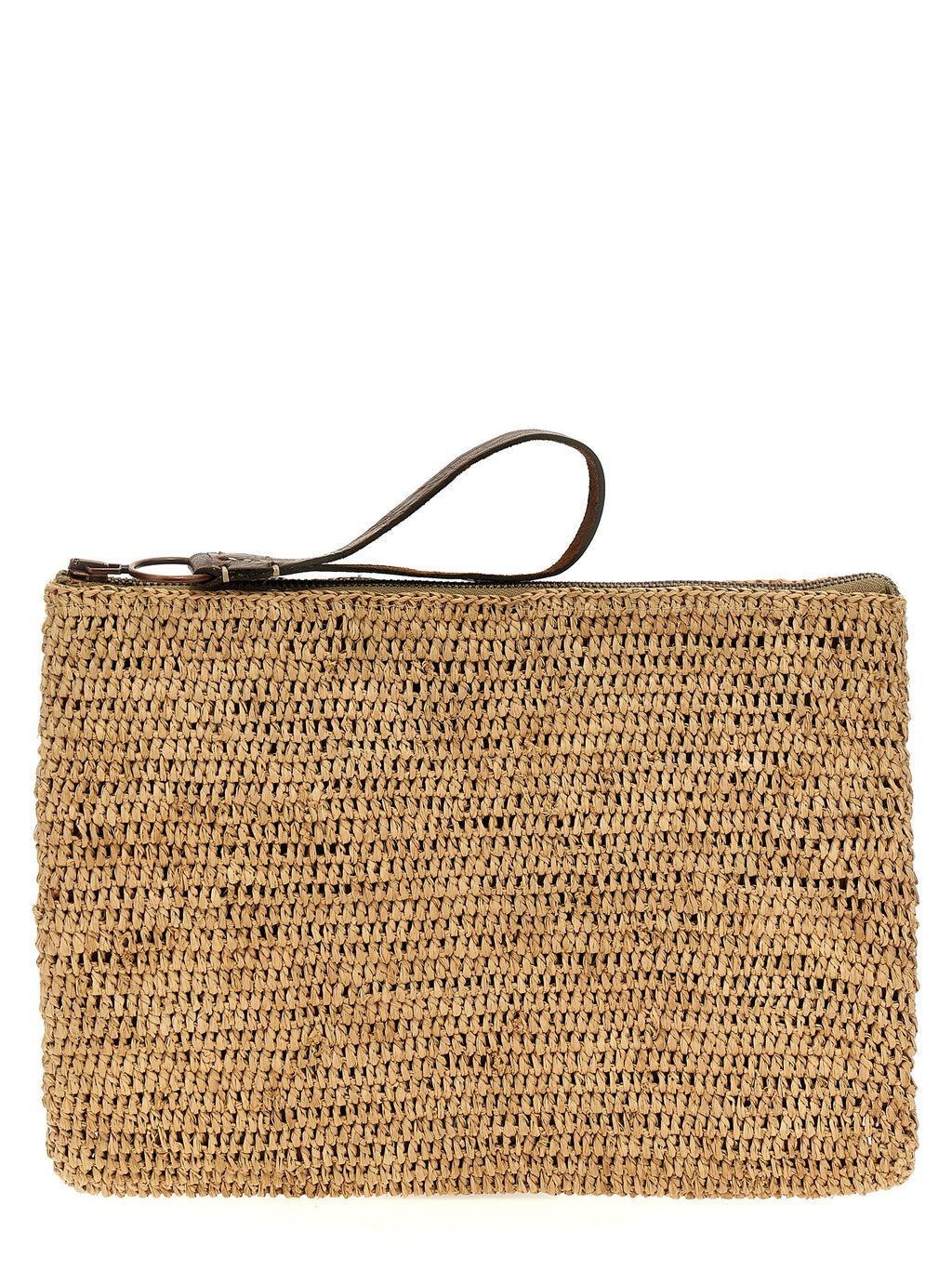 Beige Raffia Clutch Bag