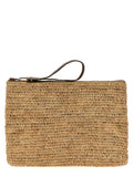 Beige Raffia Clutch Bag