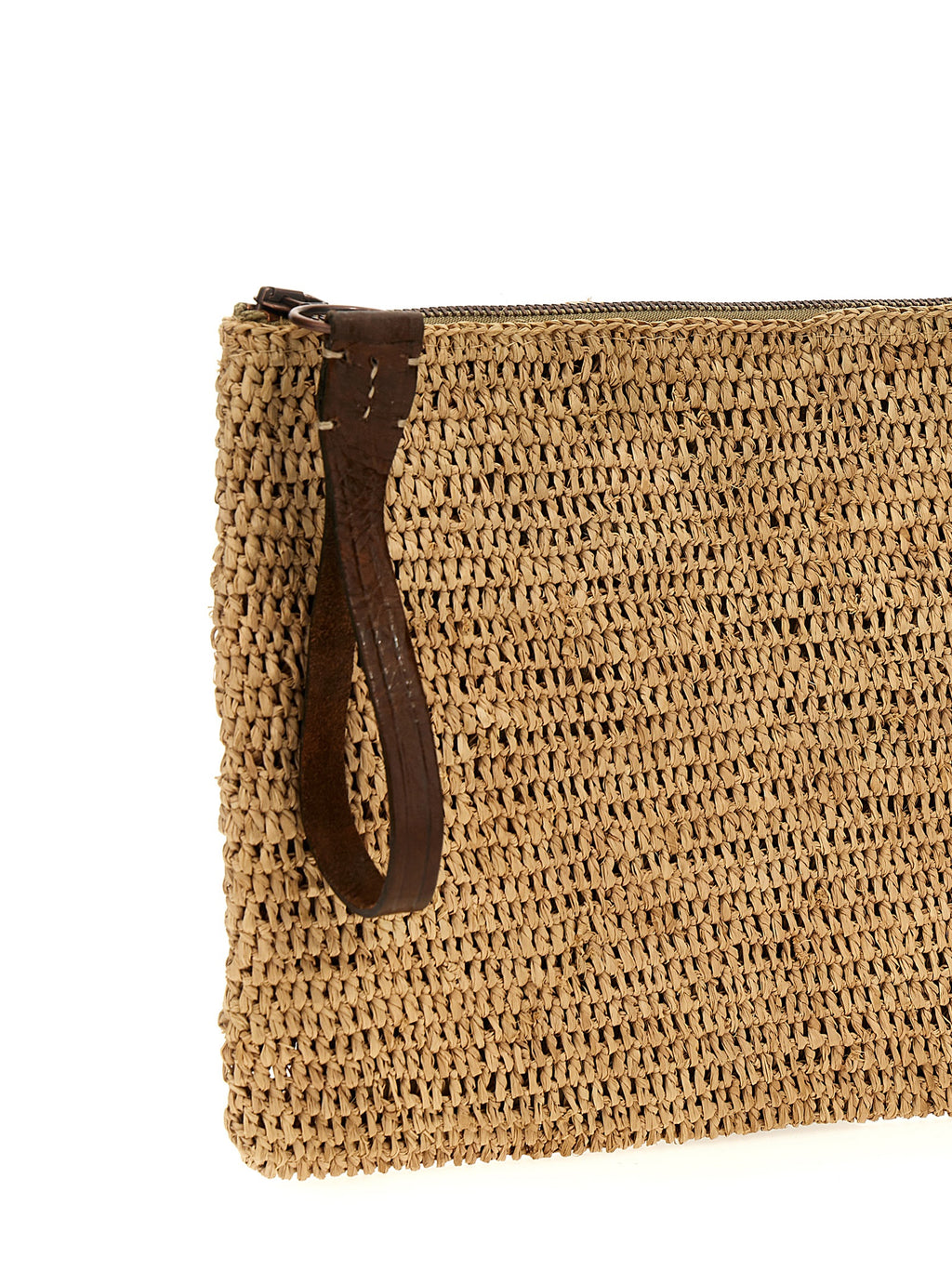 Beige Raffia Clutch Bag
