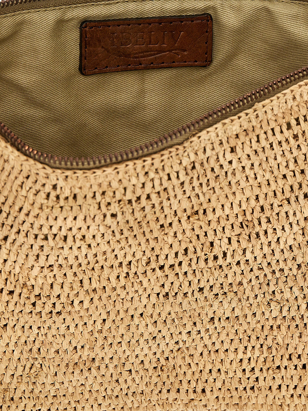 Beige Raffia Clutch Bag