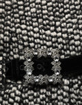 Black White Tweed High Waist Pleated Skirt