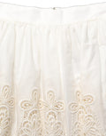 White Floral Embroidered A-line Mini Skirt