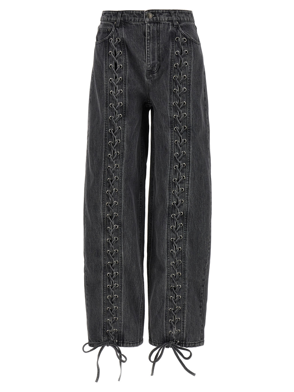 Black Cotton Straight-Leg Jeans