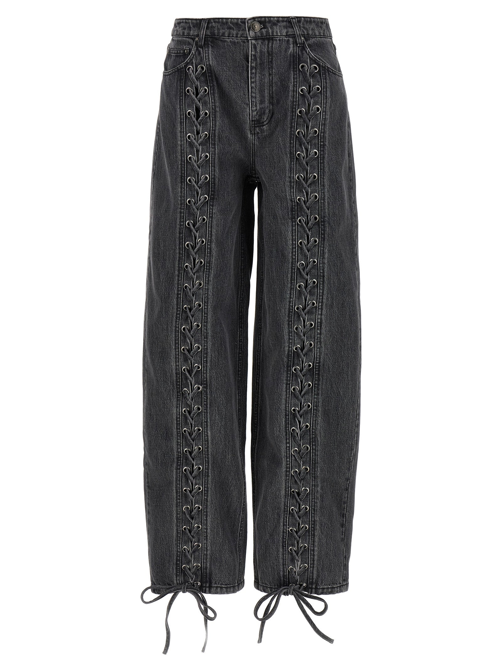 Black Cotton Straight-Leg Jeans
