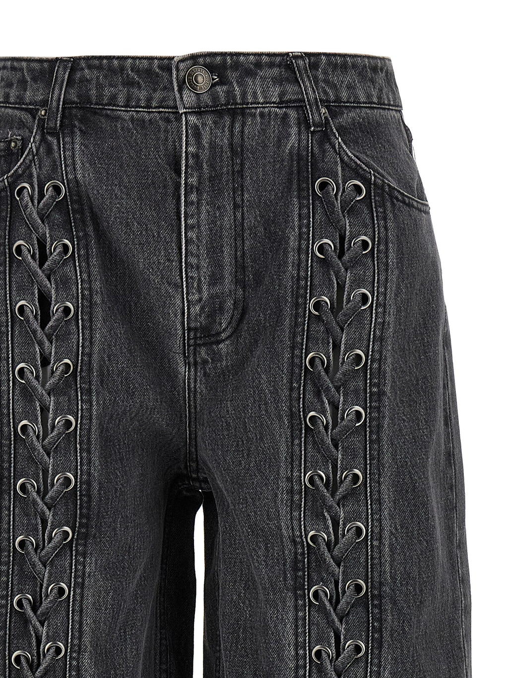 Black Cotton Straight-Leg Jeans