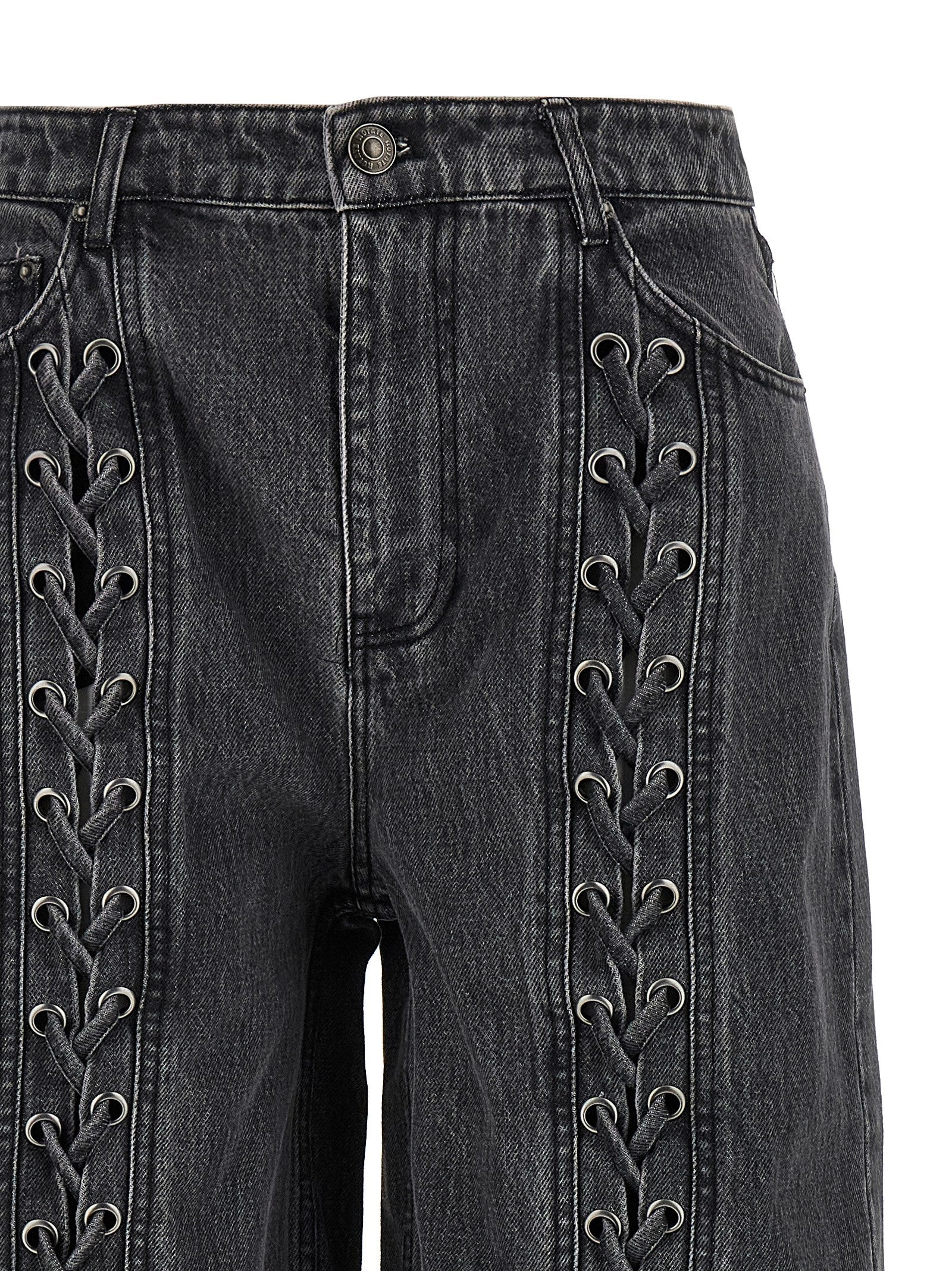 Black Cotton Straight-Leg Jeans