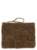 Brown Raffia Clutch Bag