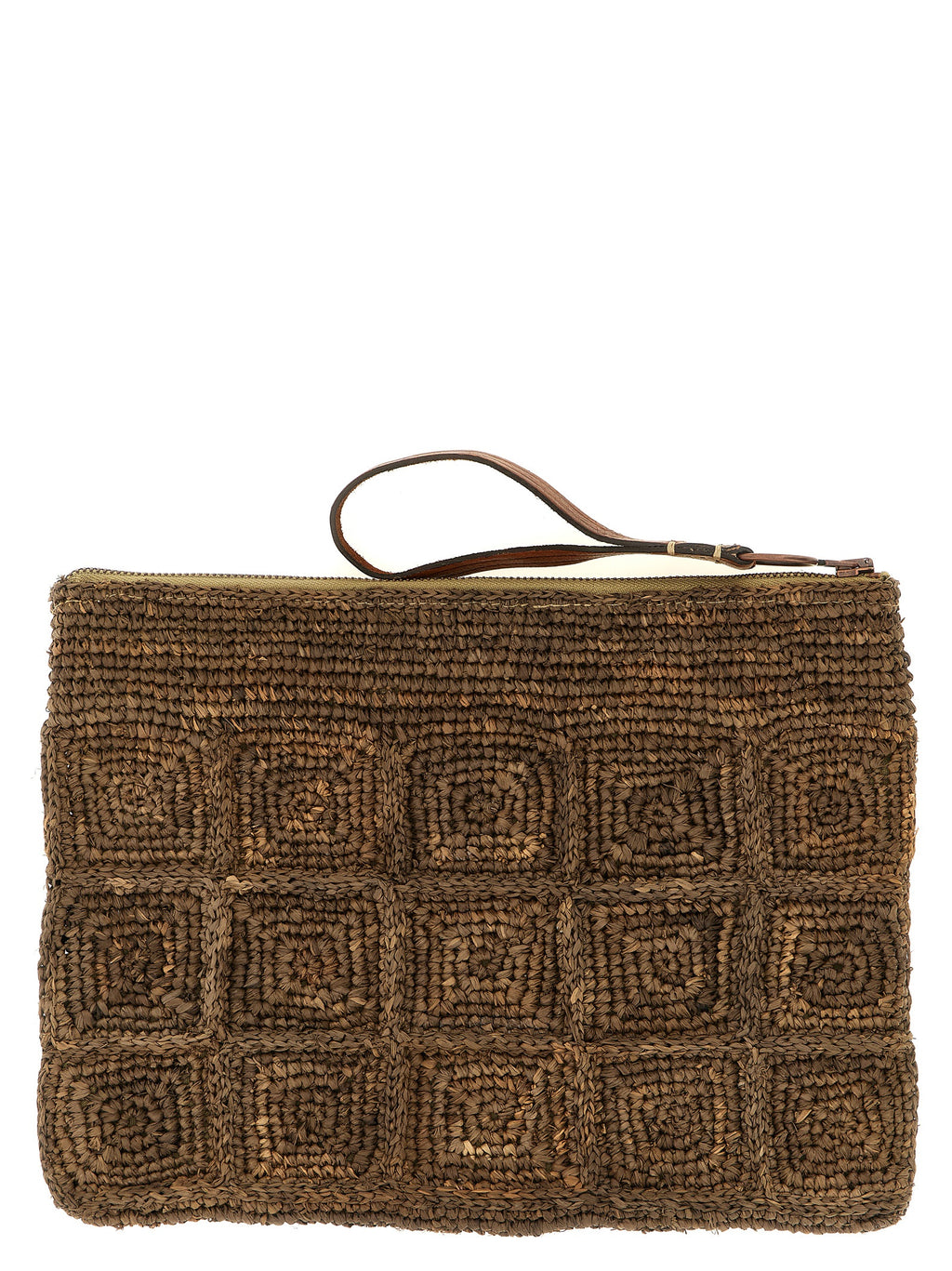 Brown Raffia Clutch Bag