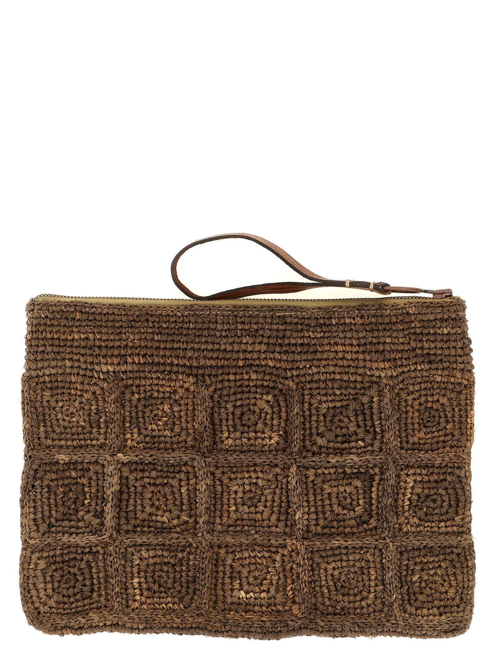 Brown Raffia Clutch Bag