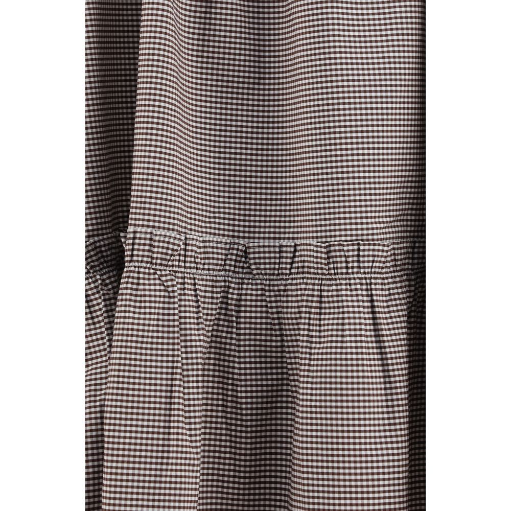 Brown Cotton Midi Skirt