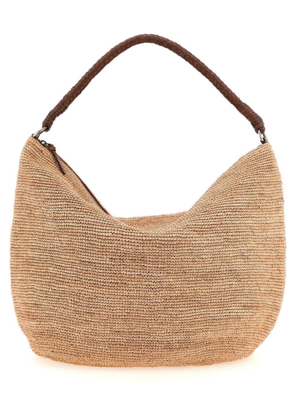 Beige Raffia Shoulder Bag