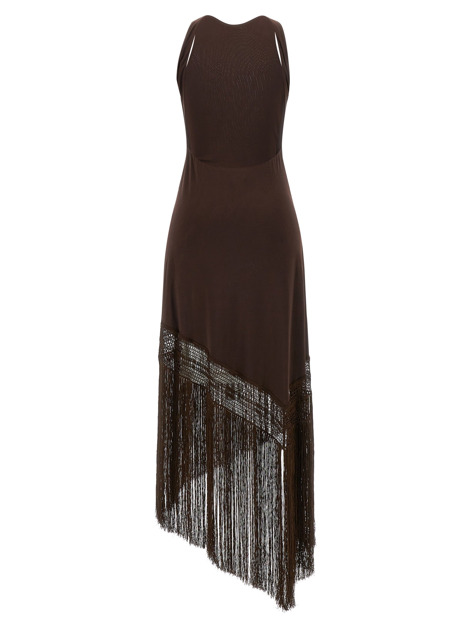 Brown Polyester Long Dress