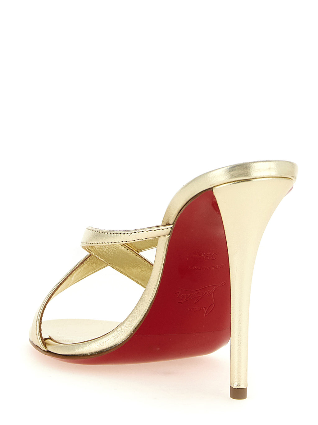 Gold Lambskin Stiletto Heel Sandals