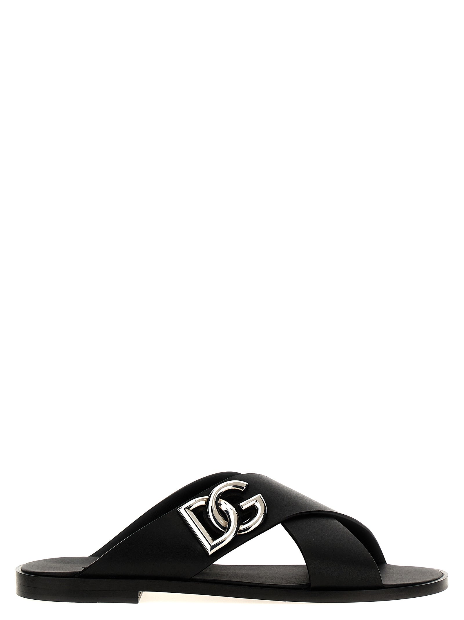 Black Calfskin Slides