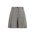 Bicolor Linen Bermuda Shorts
