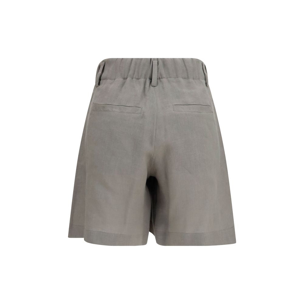 Bicolor Linen Bermuda Shorts