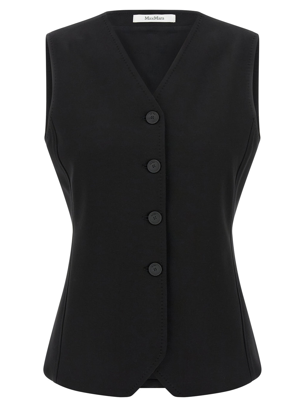 Black Viscose Sleeveless Jacket