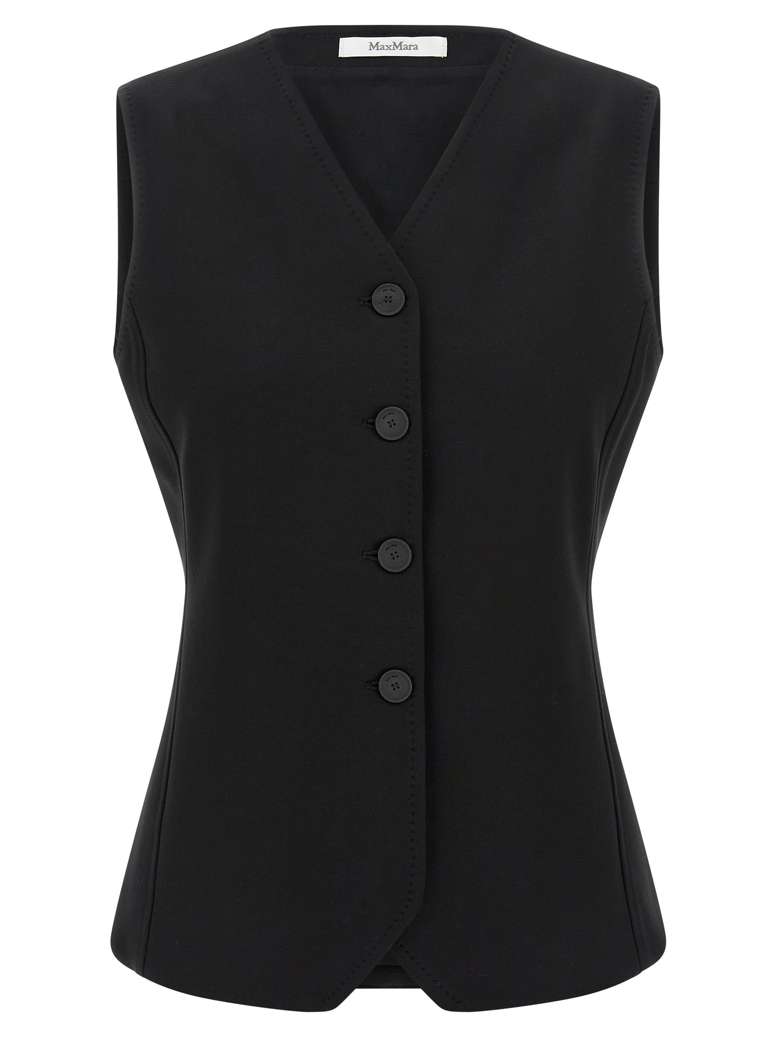 Black Viscose Sleeveless Jacket