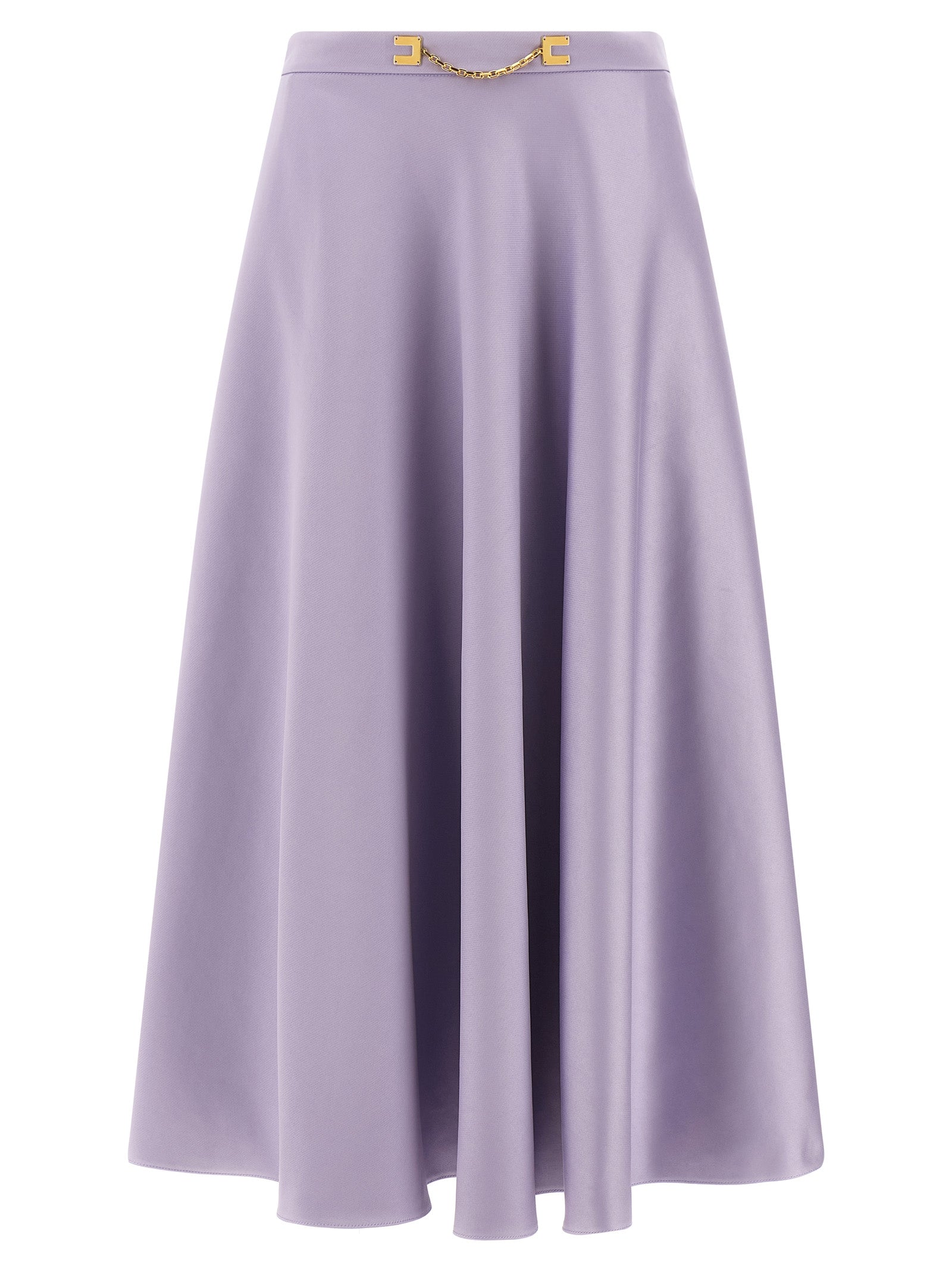 Purple Polyester Midi Skirt