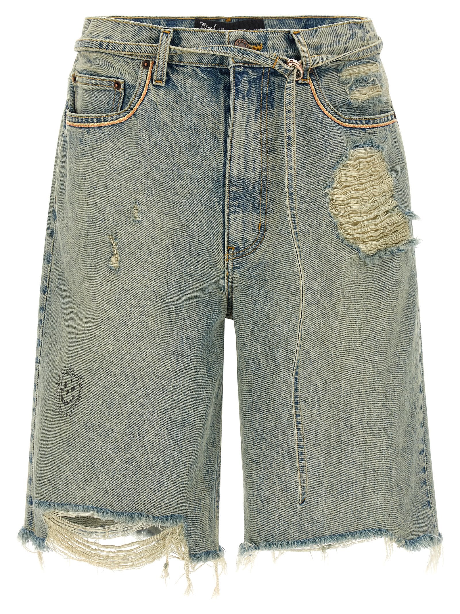 Blue Cotton Bermuda Shorts