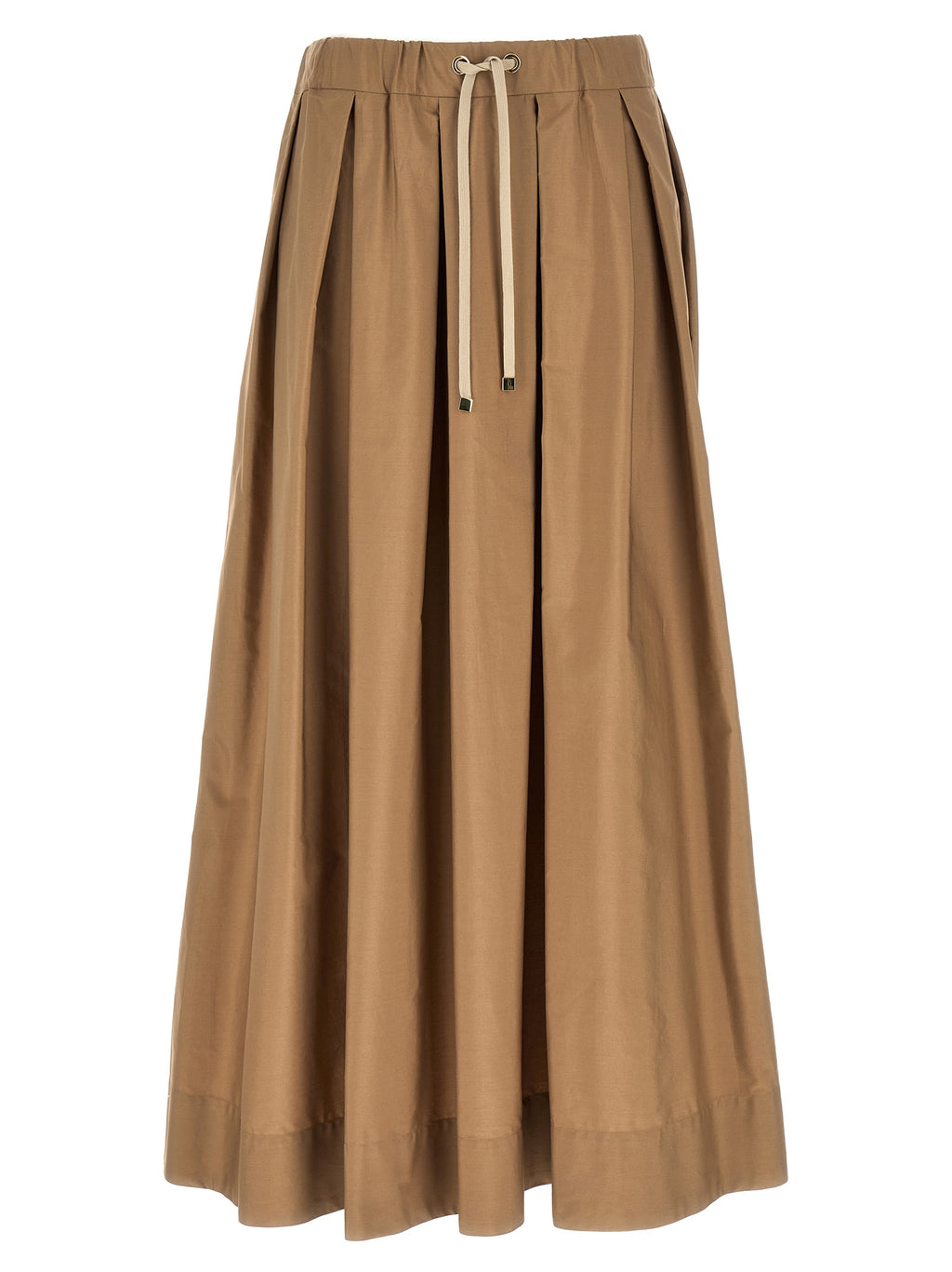 Beige Cotton Mini Skirt