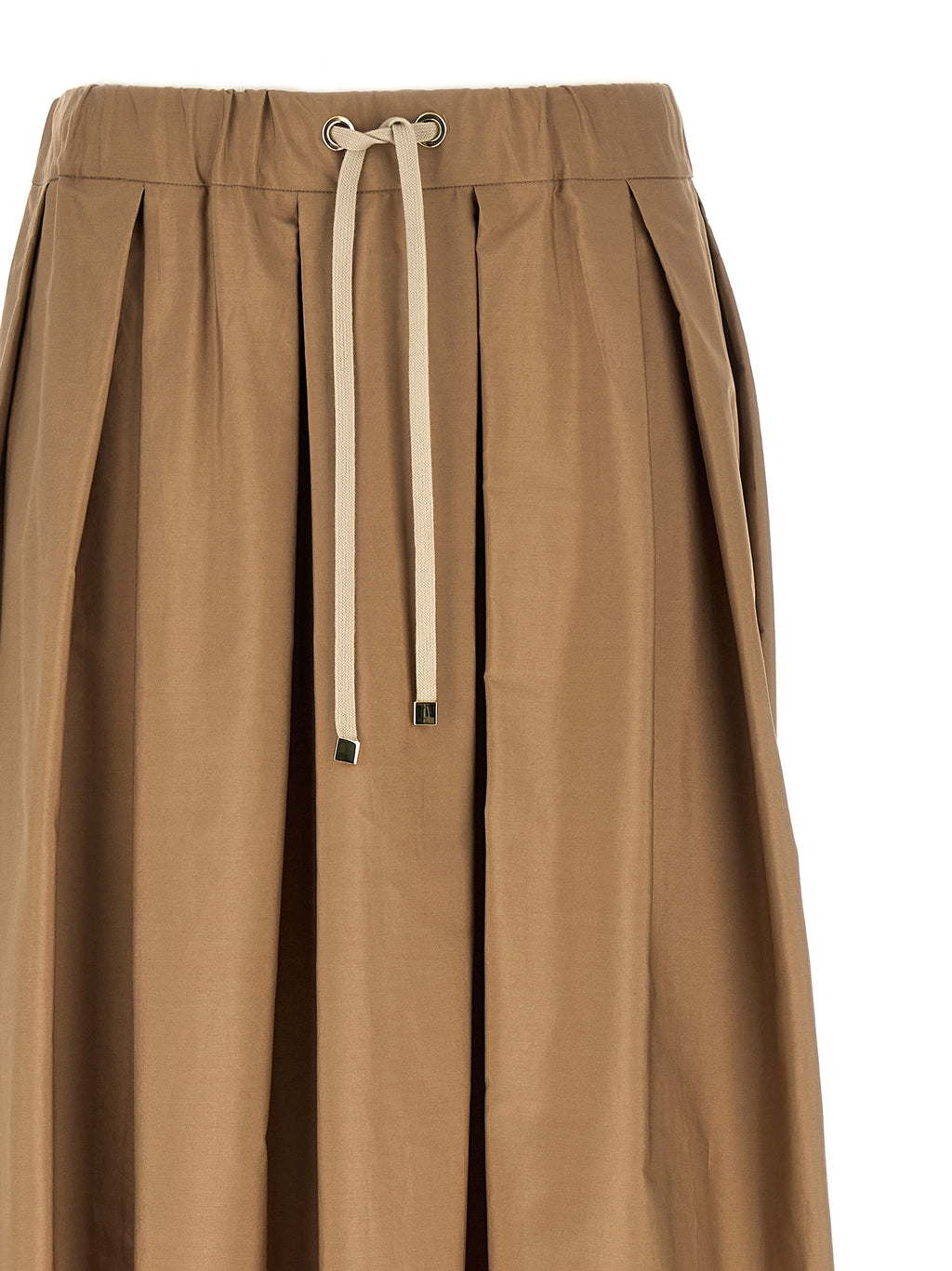 Beige Cotton Mini Skirt