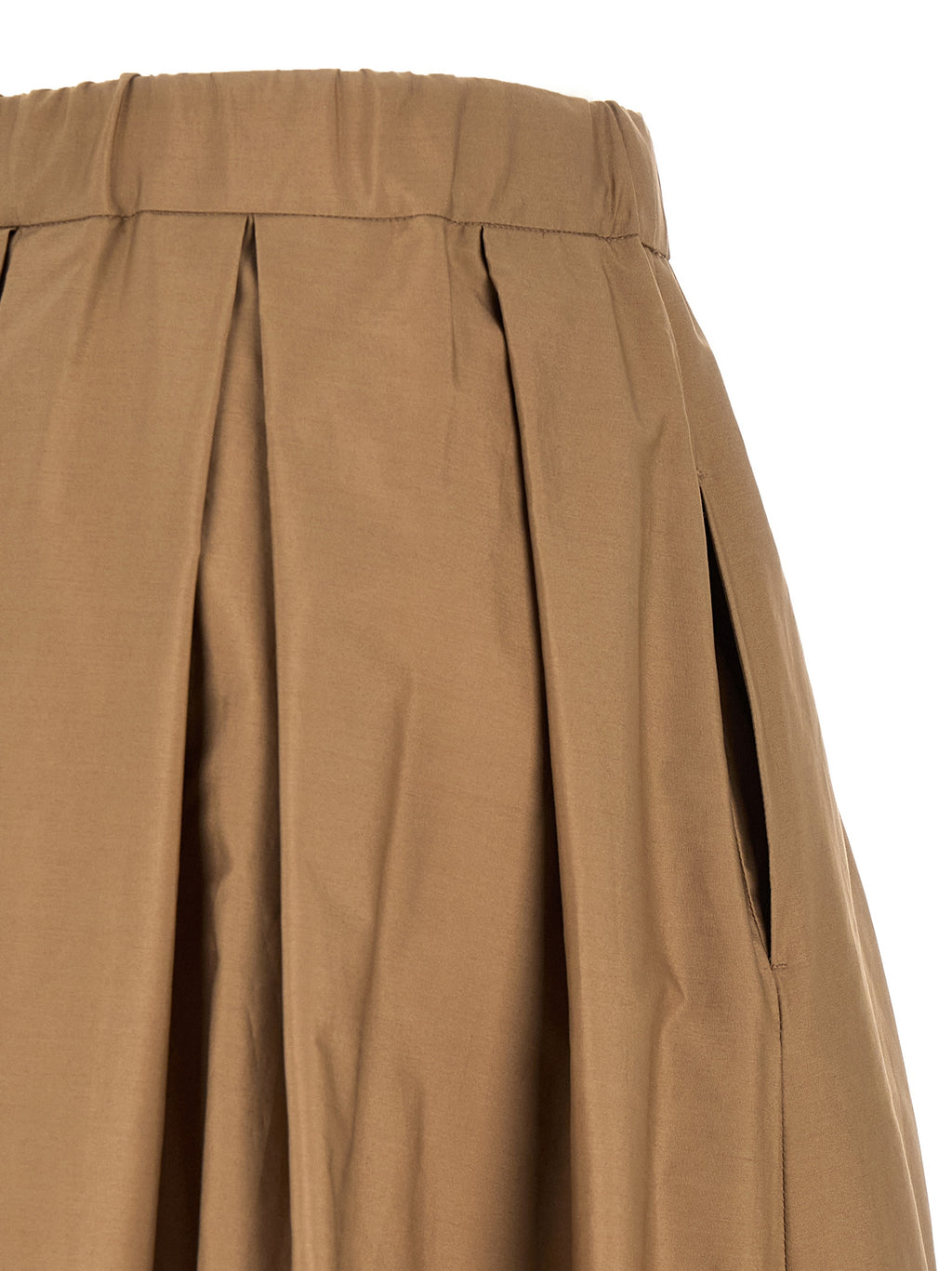 Beige Cotton Mini Skirt