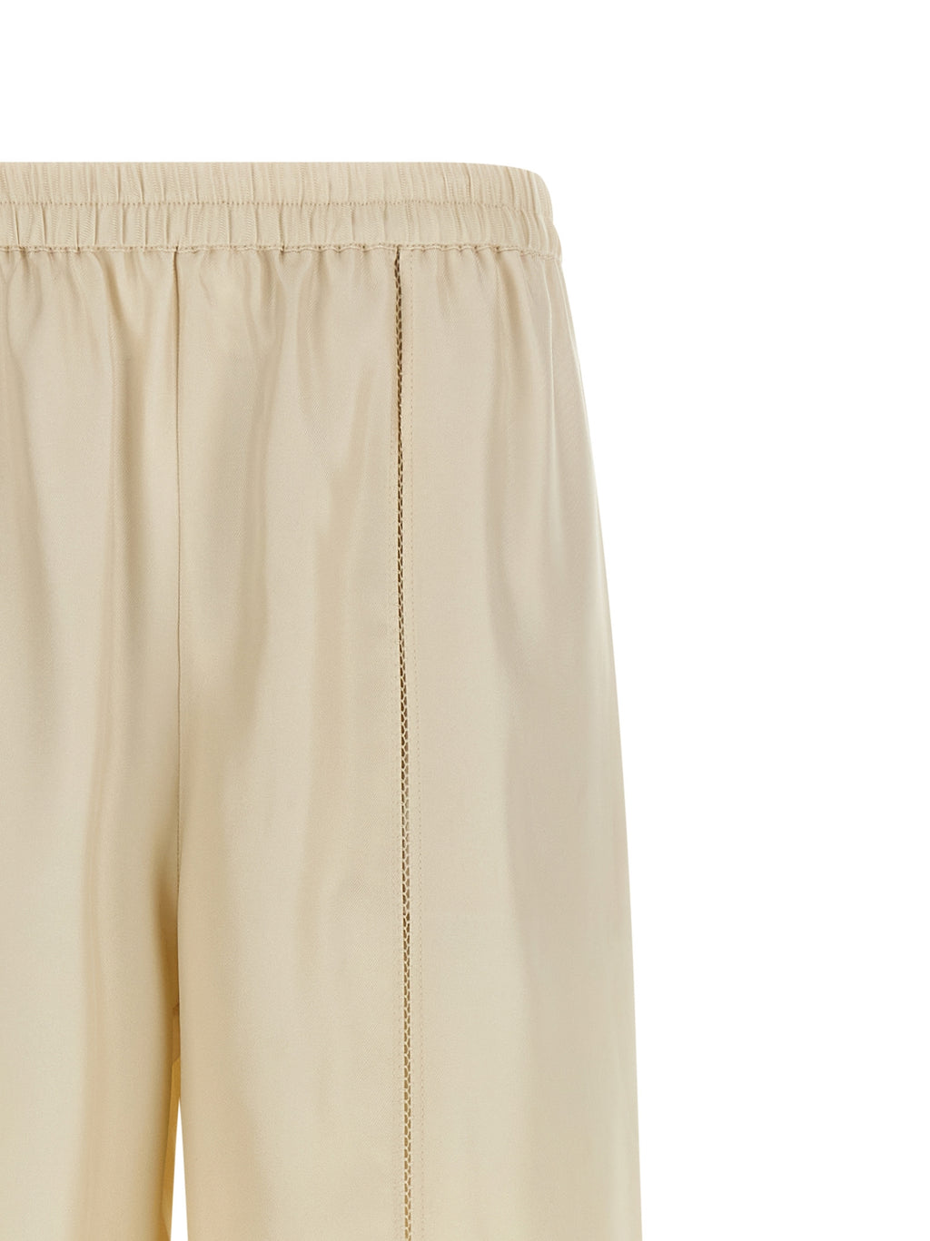 Beige Silk Casual Pants