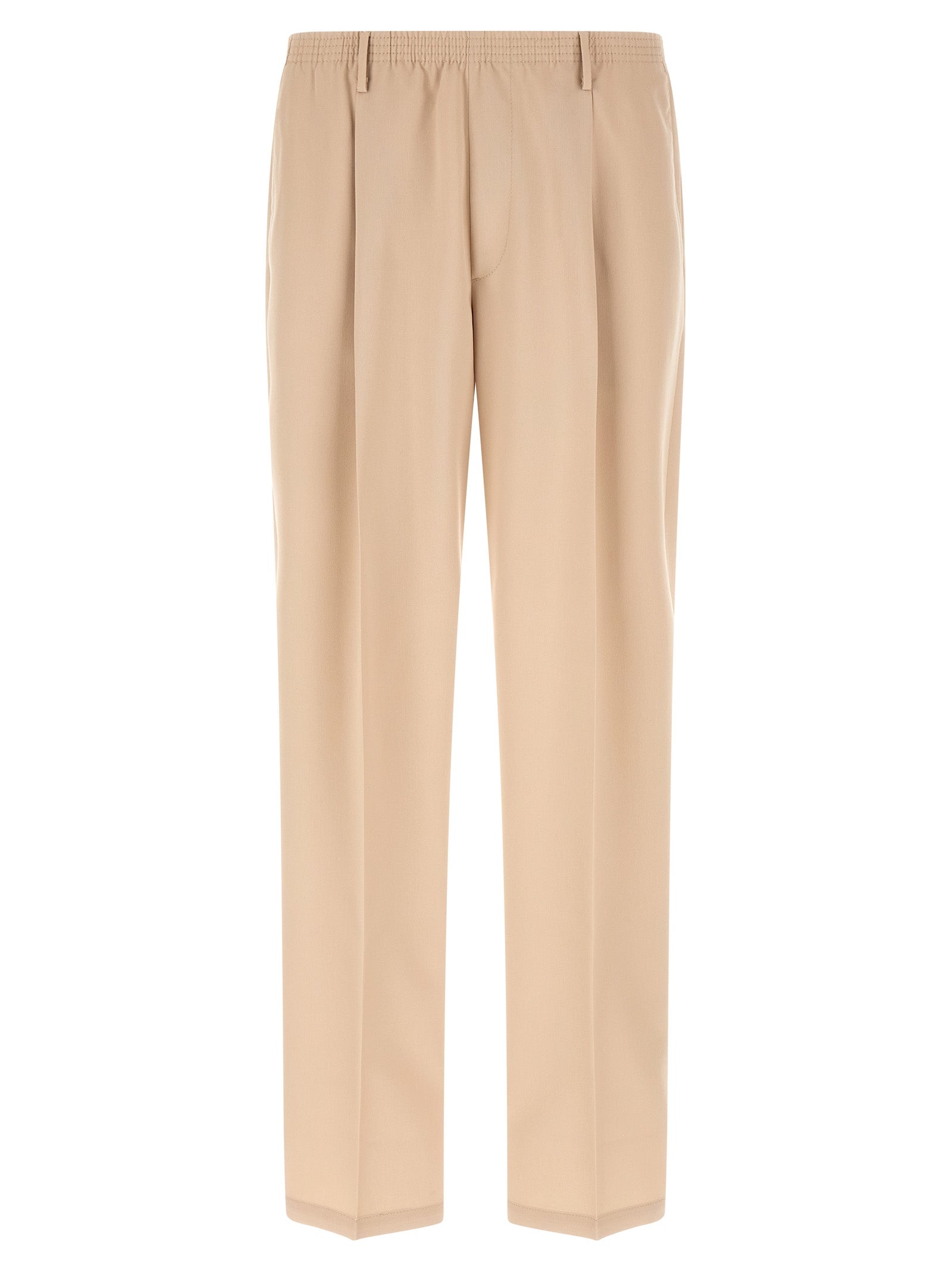 Beige Polyester Casual Pants