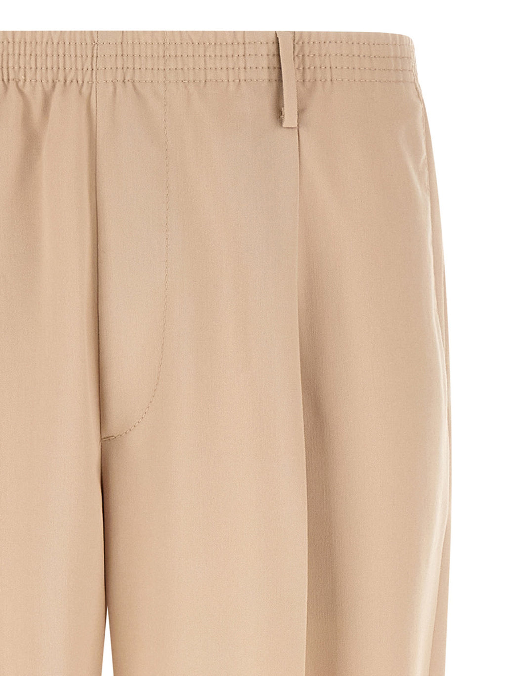 Beige Polyester Casual Pants