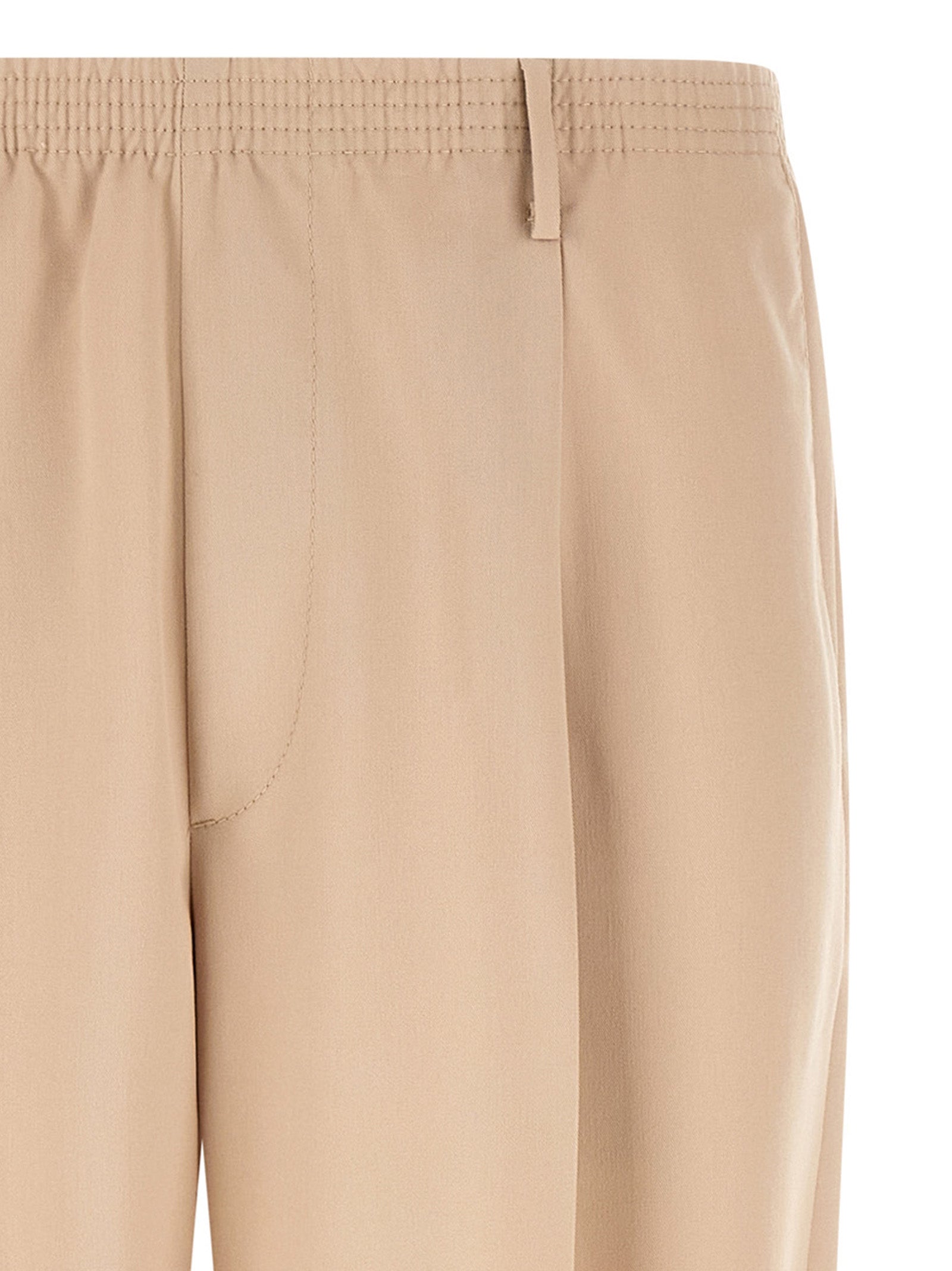 Beige Polyester Casual Pants