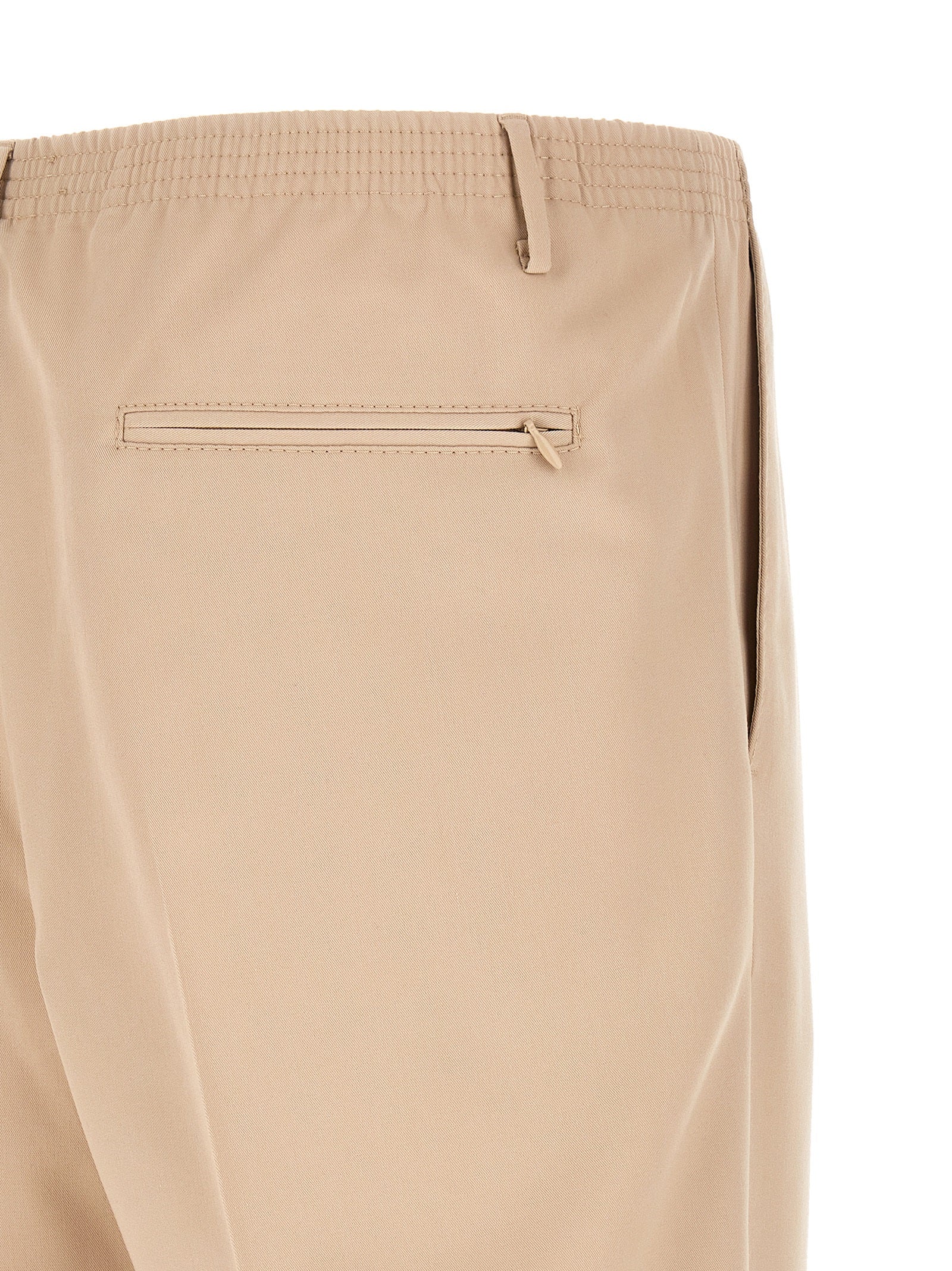 Beige Polyester Casual Pants