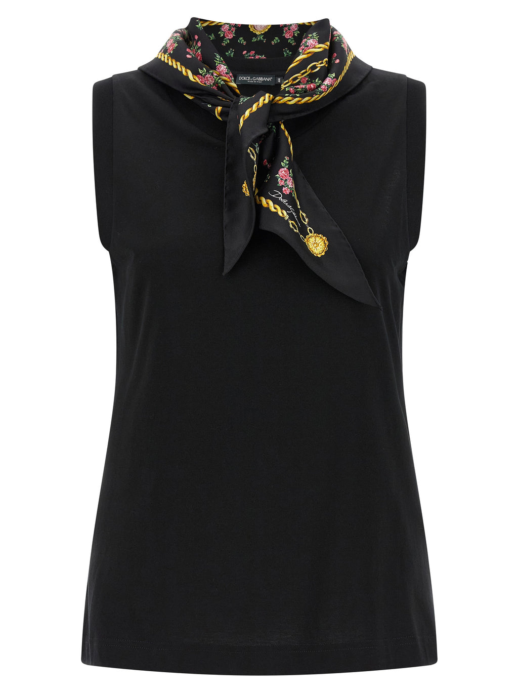 Black Cotton Sleeveles T-Shirt
