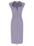 Purple Polyester Midi Dress
