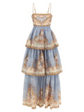 Blue Cotton Long Dress
